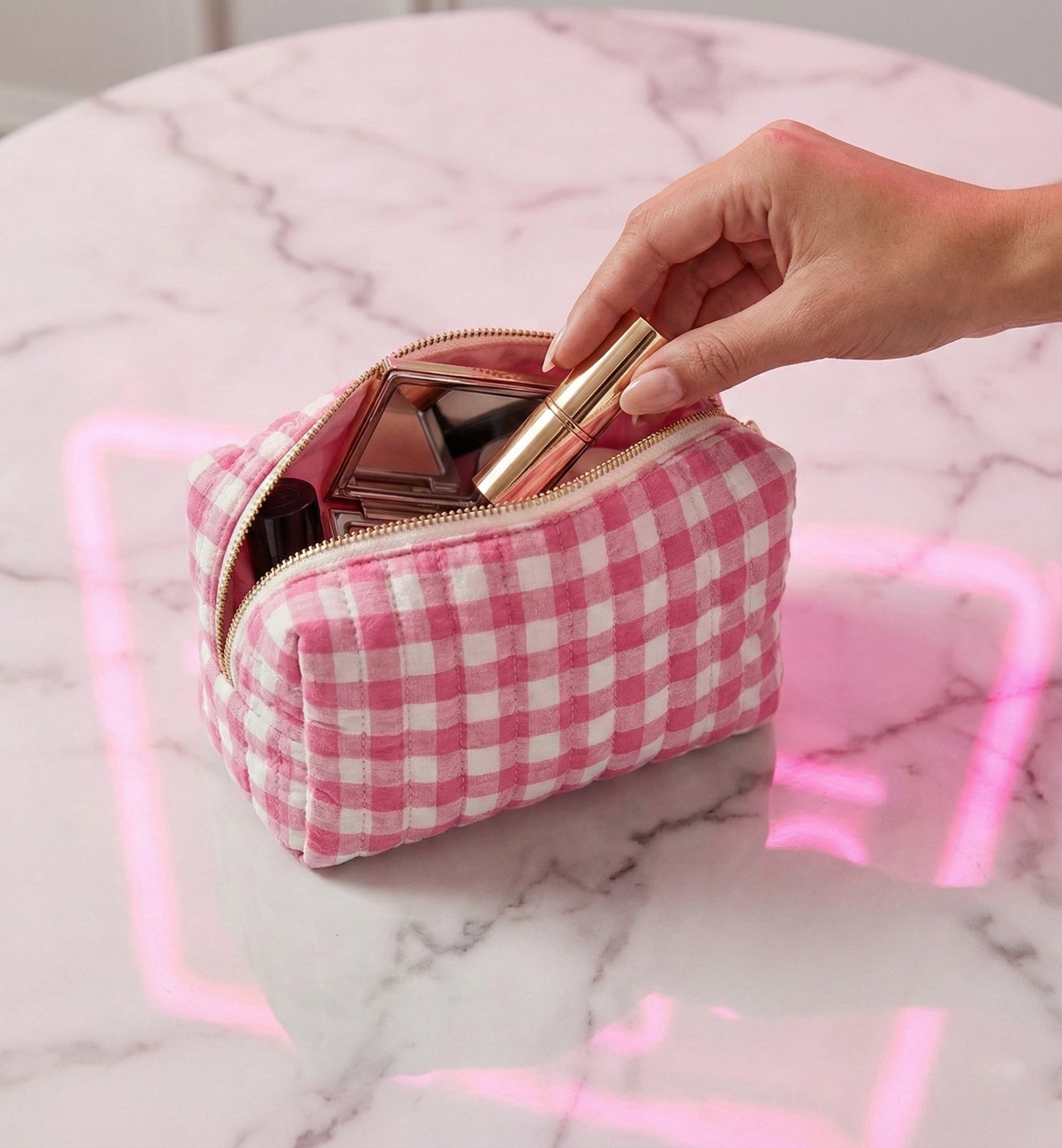 Color Parade Gingham Cosmetic Case