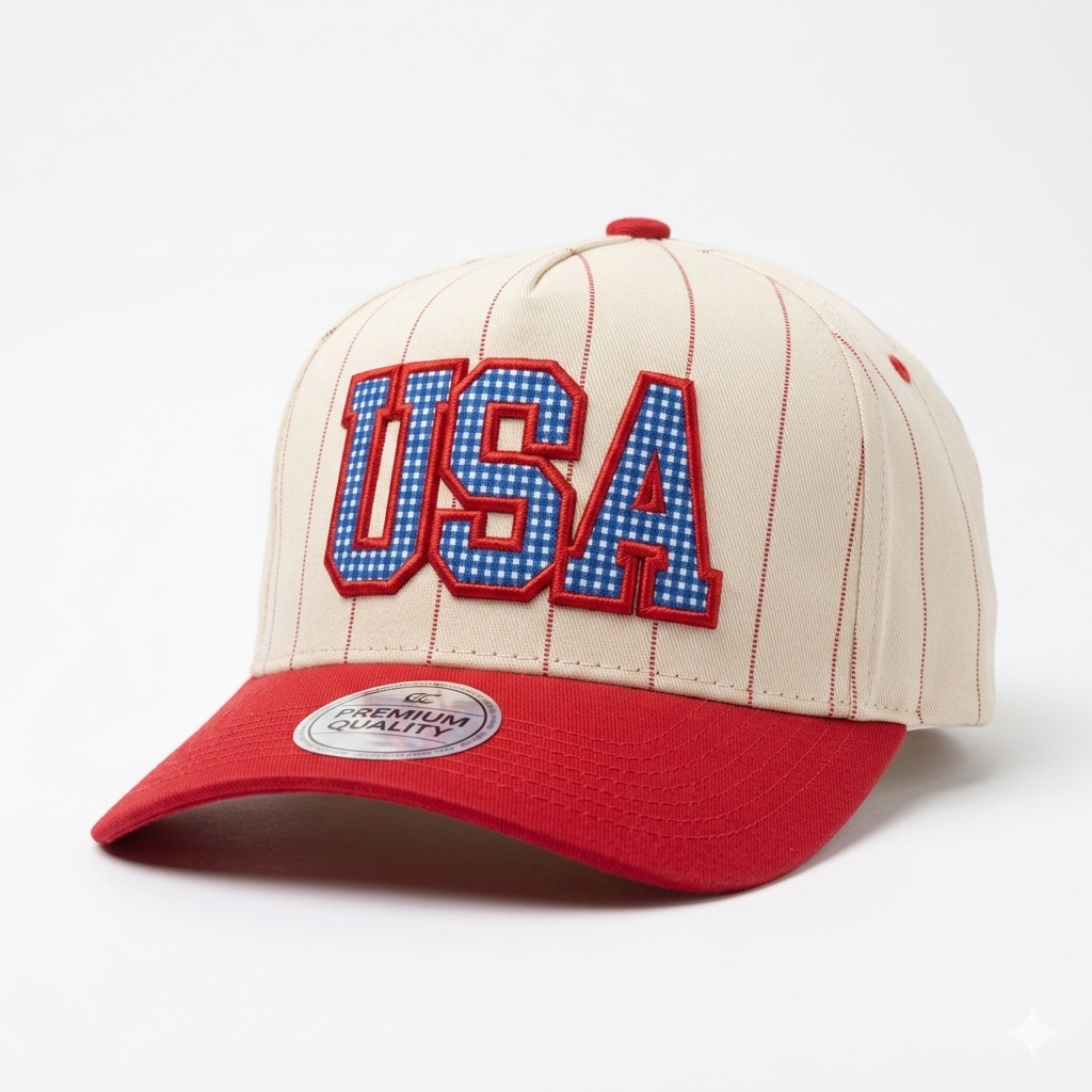 Red USA Vintage Pinstripe Snapback