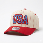 Red USA Vintage Pinstripe Snapback
