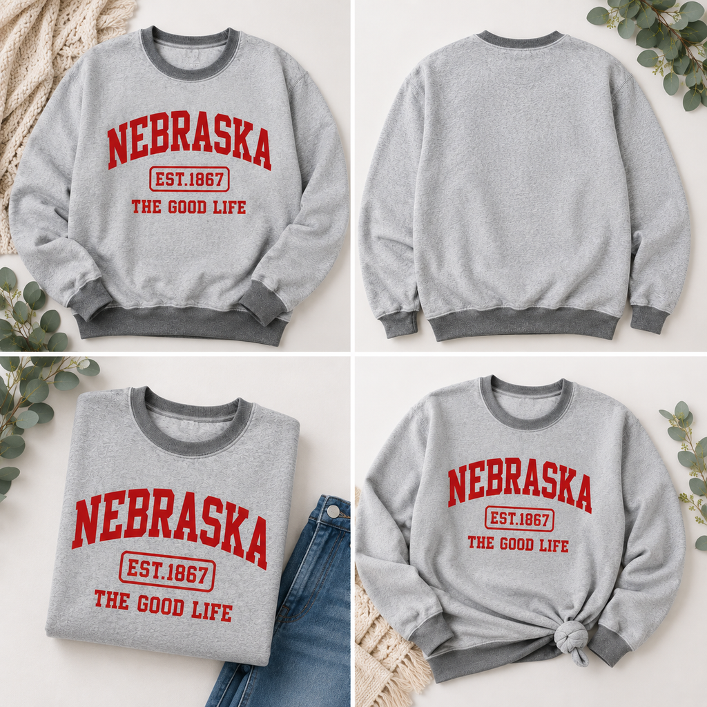 Nebraska "The Good Life" Crewneck Sweatshirt