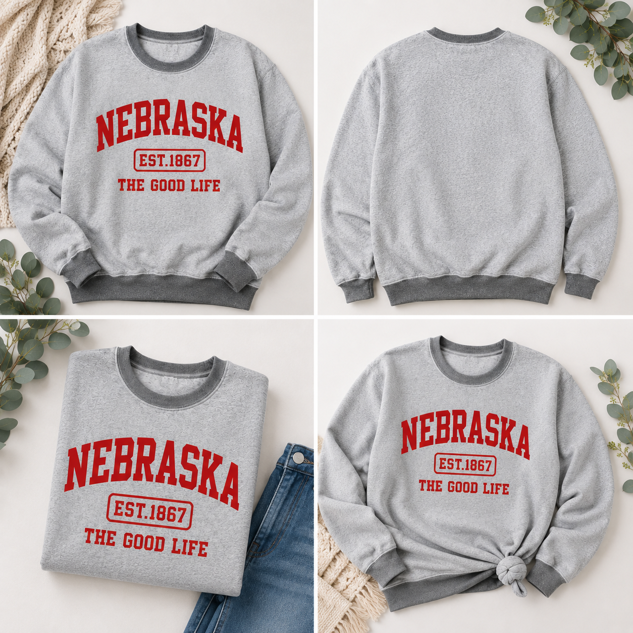 Nebraska "The Good Life" Crewneck Sweatshirt