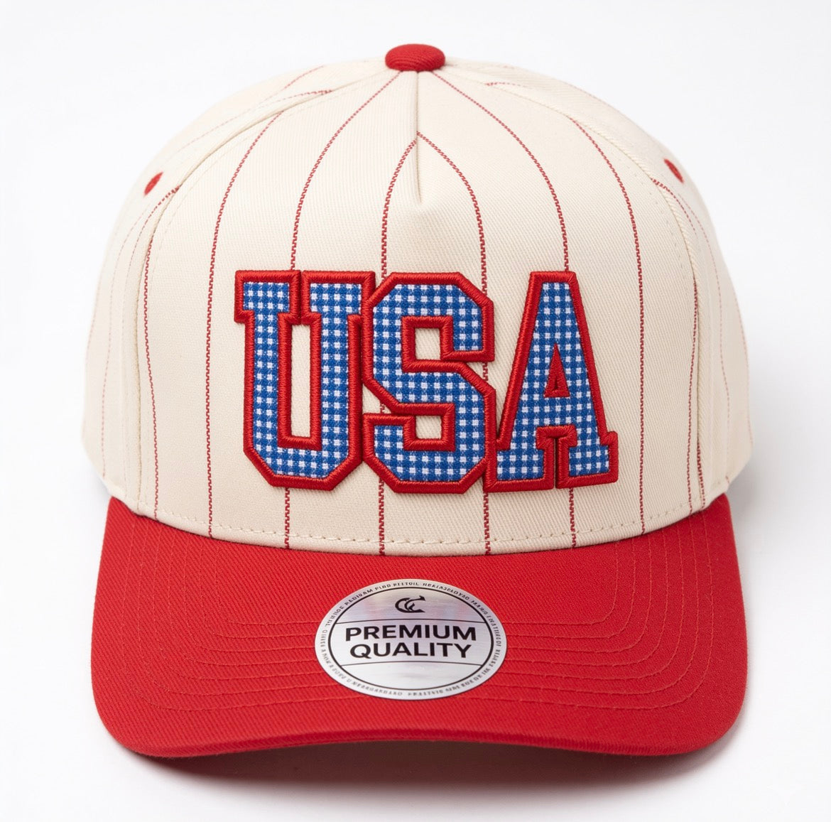 Red USA Vintage Pinstripe Snapback