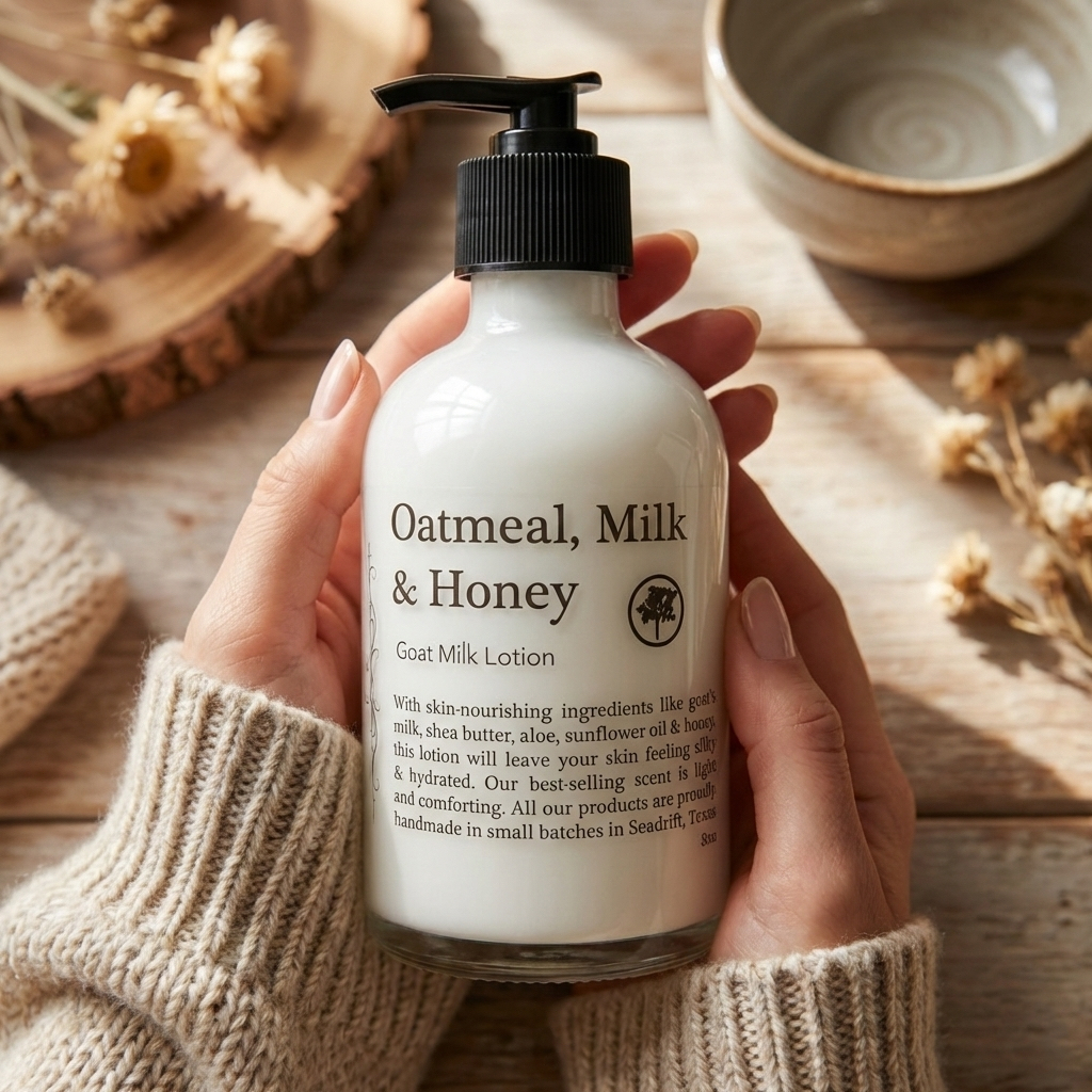8 oz Goat Milk Lotion - Oatmeal Milk, & Honey